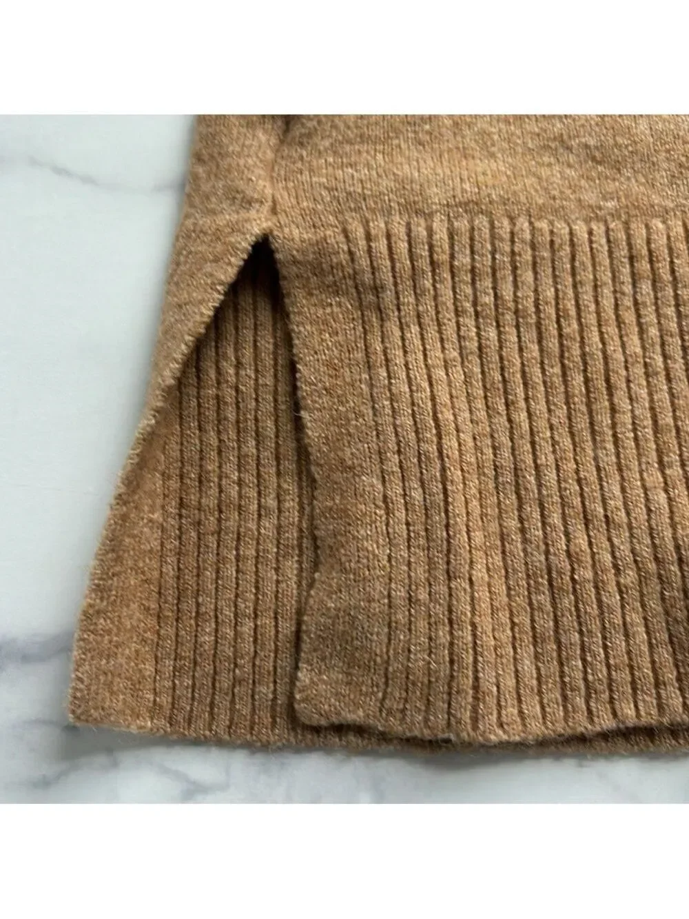 J. Crew Camel Tan Wool Blend Turtle Neck Soft Cropped Sweater Size XXS Oversized